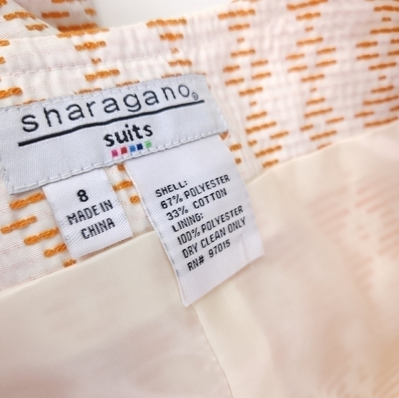 Sharagano Orange Cream Seersucker skirt Suit Size 8 - Picture 12 of 14